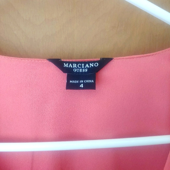 Coral  'Palmer' Wrap-style Pleated Dress by Marciano (Guess) SIZE 4 [SMALL] - Picture 9 of 13